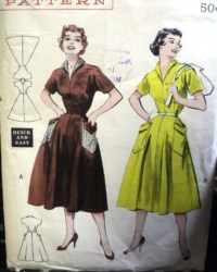 6837 EZ 1950S SS FLARE POCKET DRESS PATTERN 18 36''B